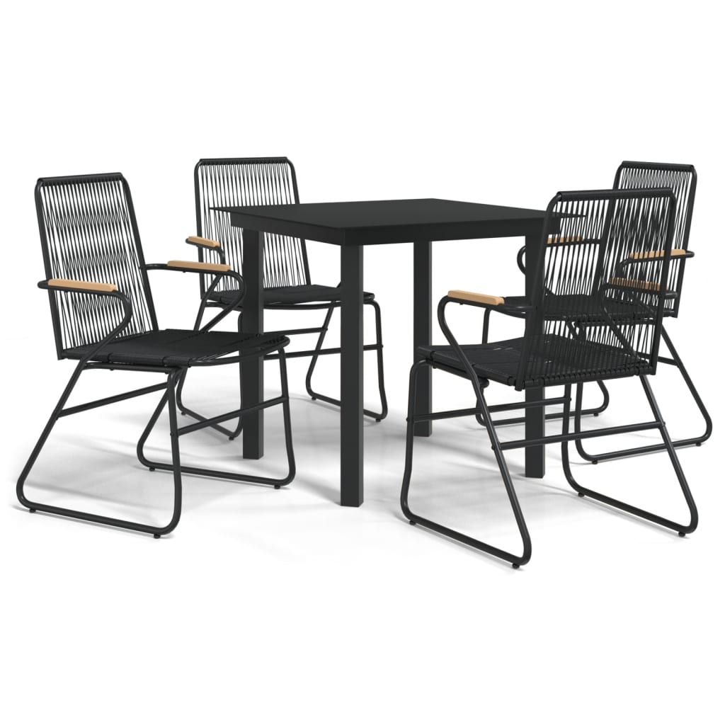 vidaXL Conjunto de jantar para jardim 5 pcs vime PVC preto