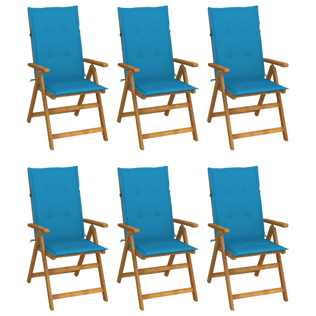 vidaXL Cadeiras de jardim dobráveis c/ almofadões 6 pcs acácia maciça