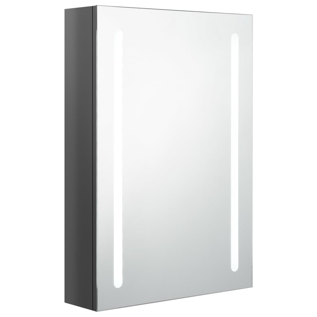 vidaXL Armário espelhado casa de banho LED 50x13x70 cm cinza brilhante
