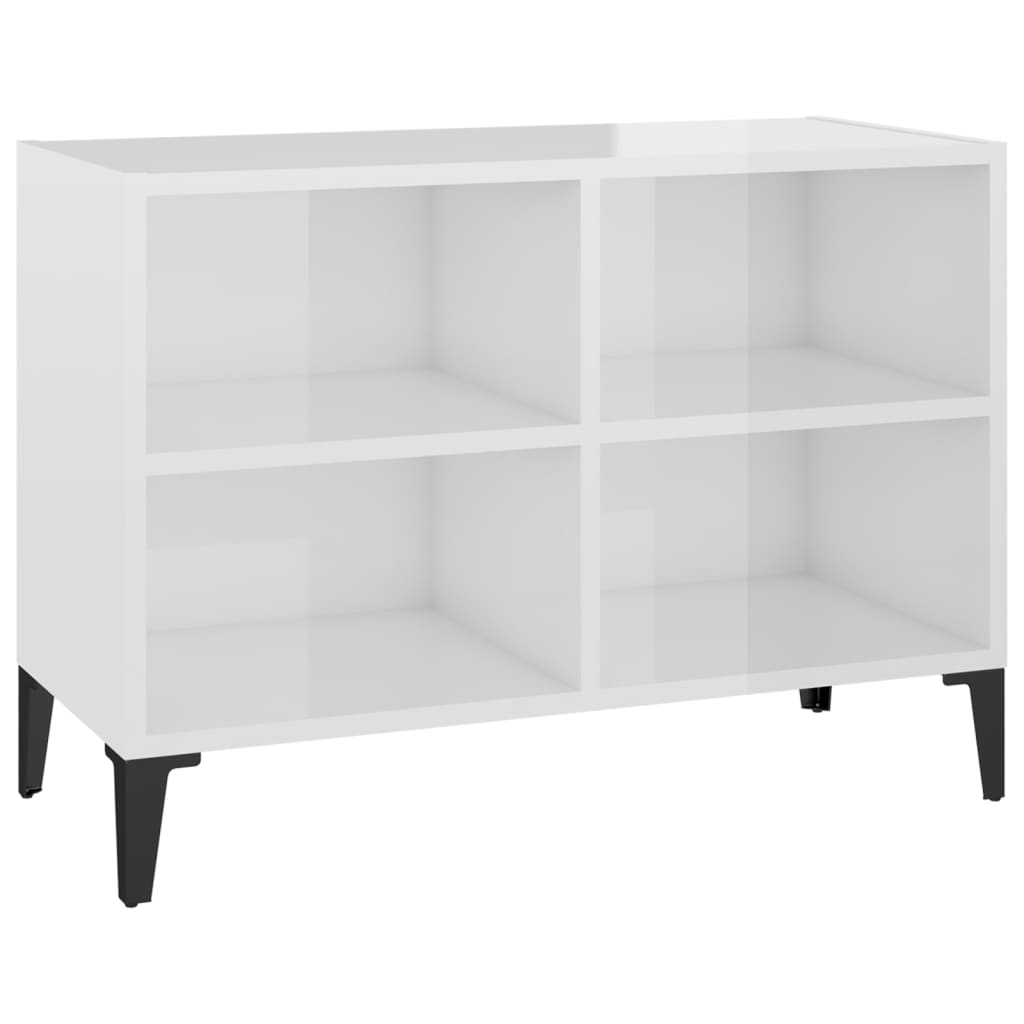 vidaXL Móvel de TV com pernas em metal 69,5x30x50 cm branco brilhante