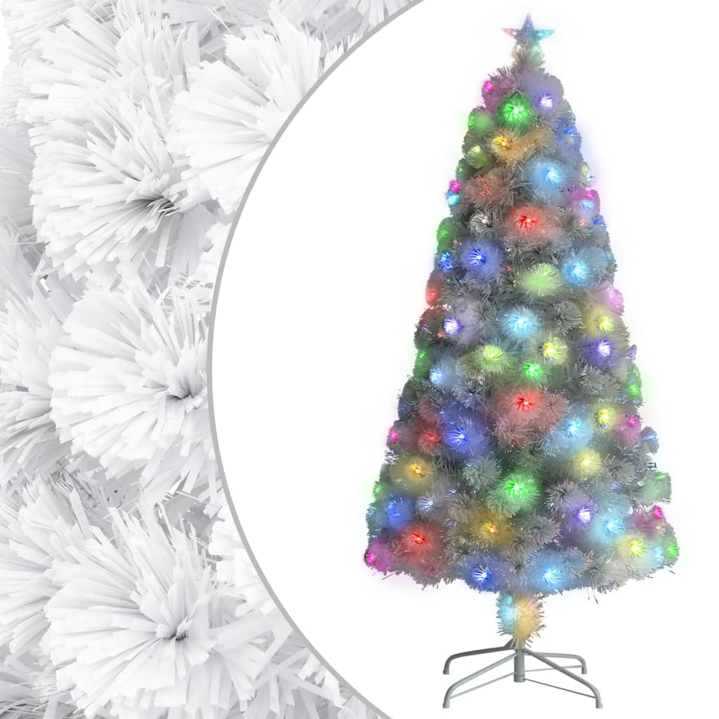 vidaXL Árvore Natal artificial pré-iluminada 120 cm fibra ótica branco