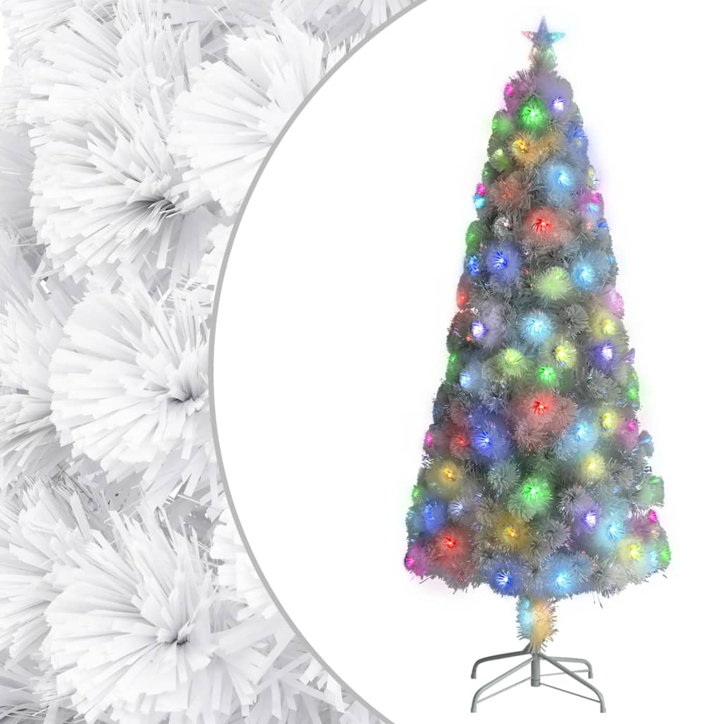 vidaXL Árvore Natal artificial pré-iluminada 210 cm fibra ótica branco