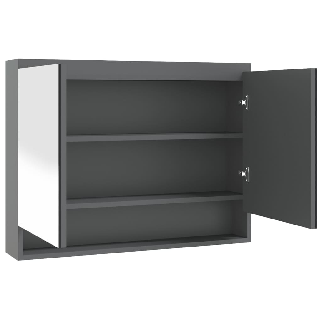 vidaXL Armário espelhado para casa de banho 80x15x60 cm MDF cinzento