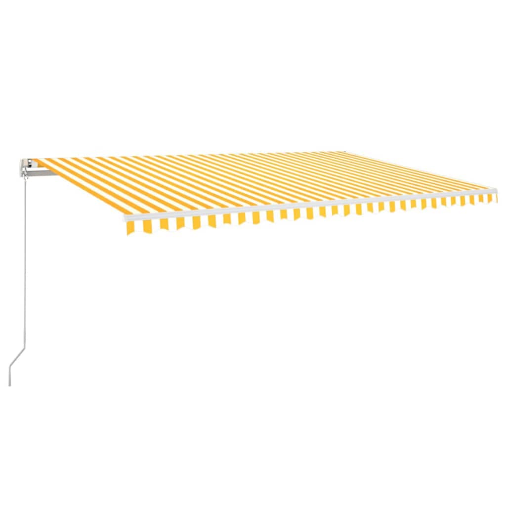 vidaXL Toldo retrátil manual 500x300 cm amarelo e branco