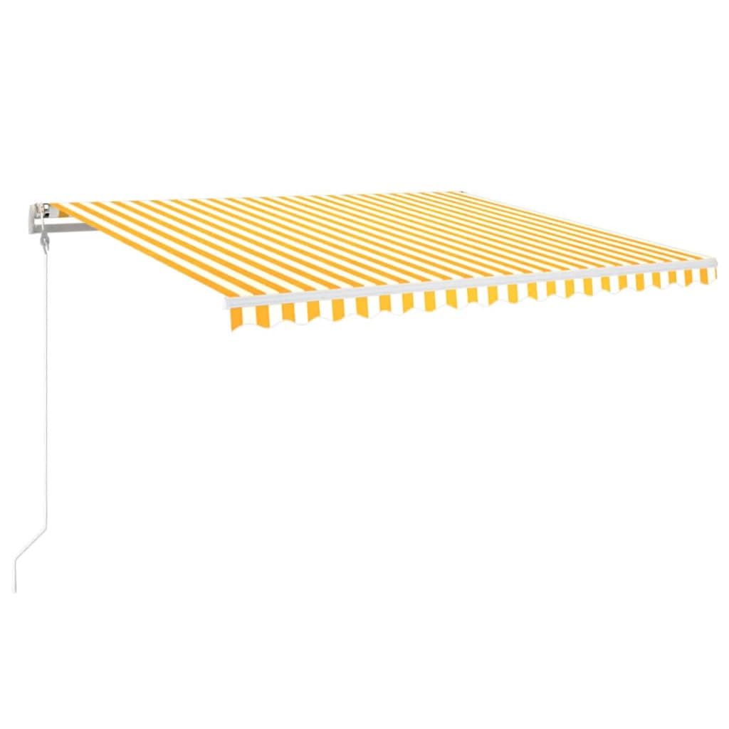 vidaXL Toldo automático LED e sensor de vento 400x350cm amarelo/branco