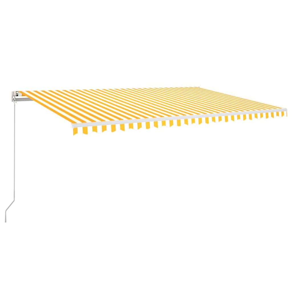 vidaXL Toldo autom. LED e sensor de vento 500x350 cm amarelo/branco