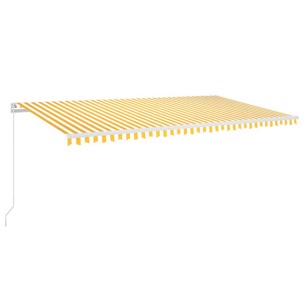 vidaXL Toldo retrátil manual 600x350 cm amarelo e branco