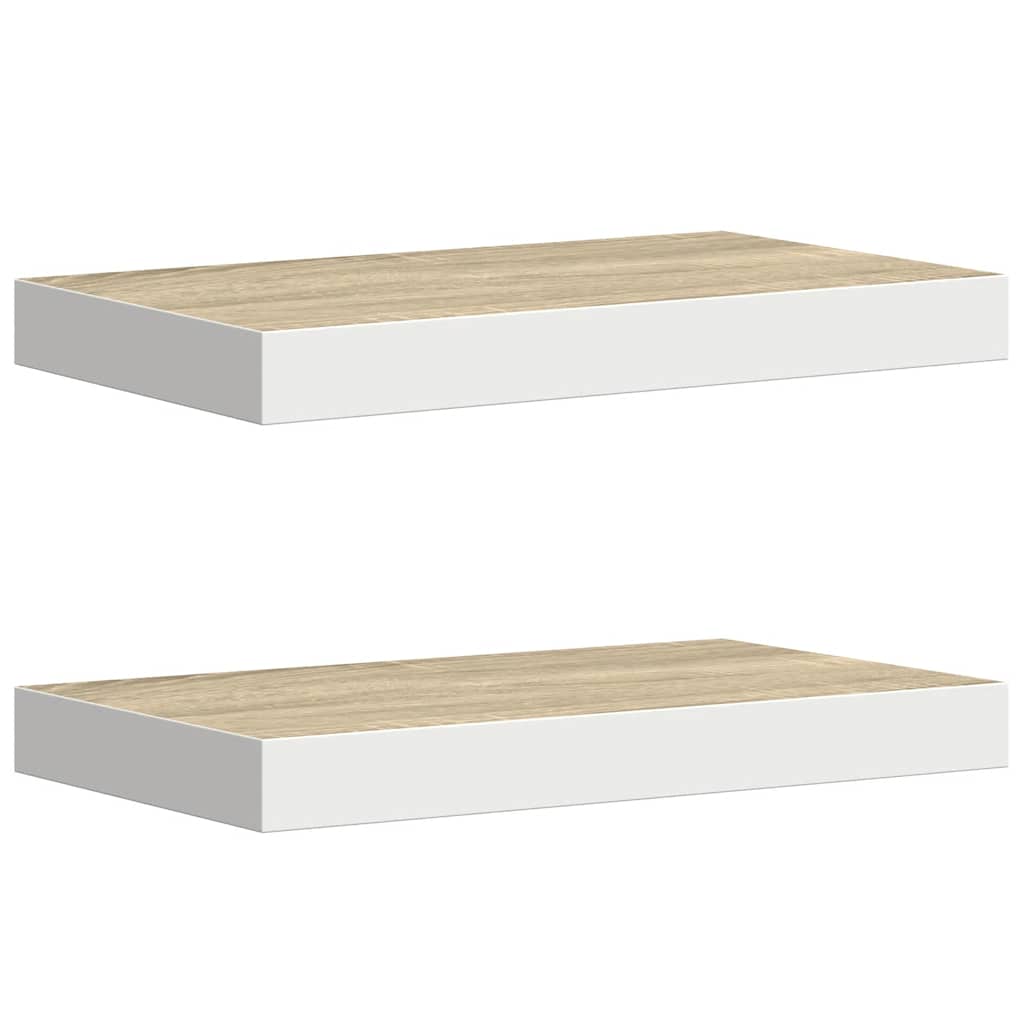 vidaXL Prateleiras de parede 2 pcs 50x23x3,8 cm MDF carvalho e branco