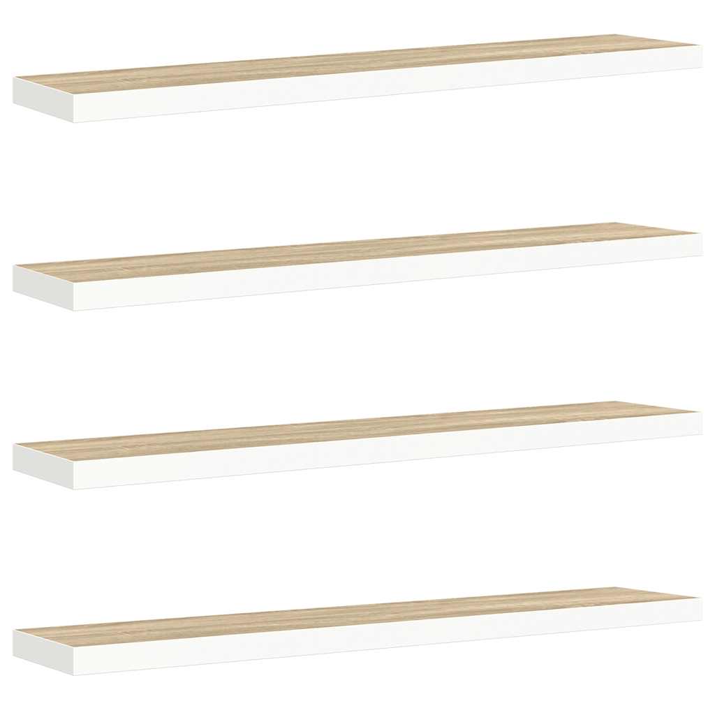 vidaXL Prateleiras parede 4 pcs 120x23,5x3,8 cm MDF carvalho e branco