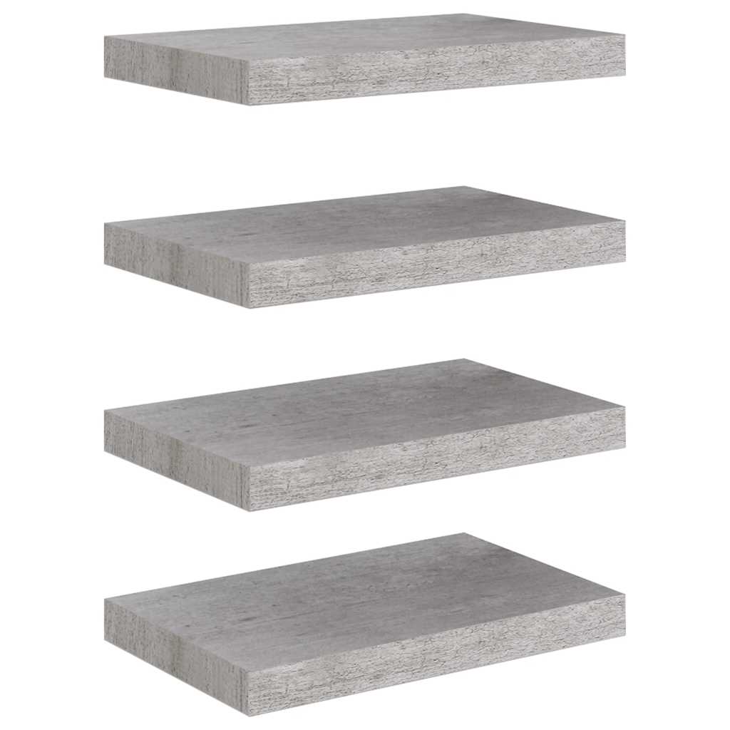 vidaXL Prateleiras de parede 4 pcs 40x23x3,8 cm MDF cinzento-cimento