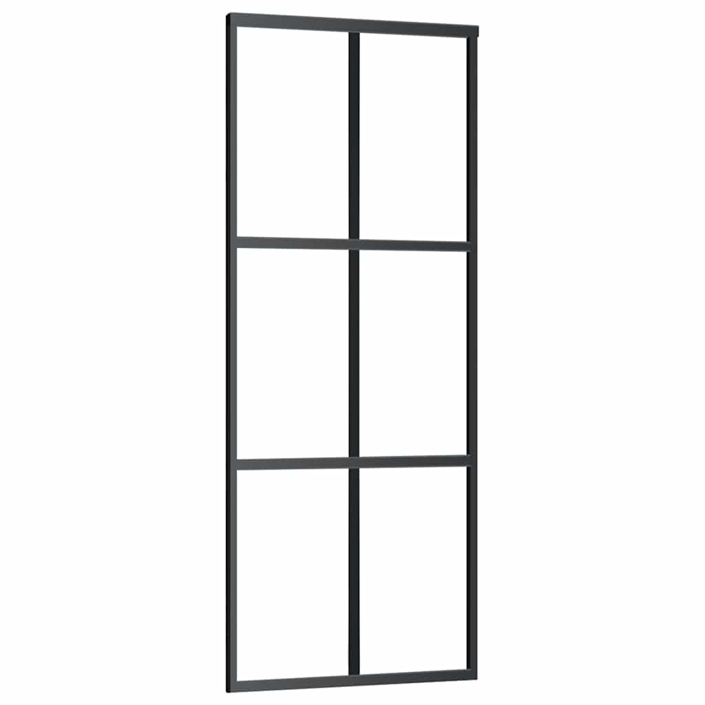vidaXL Porta deslizante em vidro ESG e alumínio 76x205 cm preto