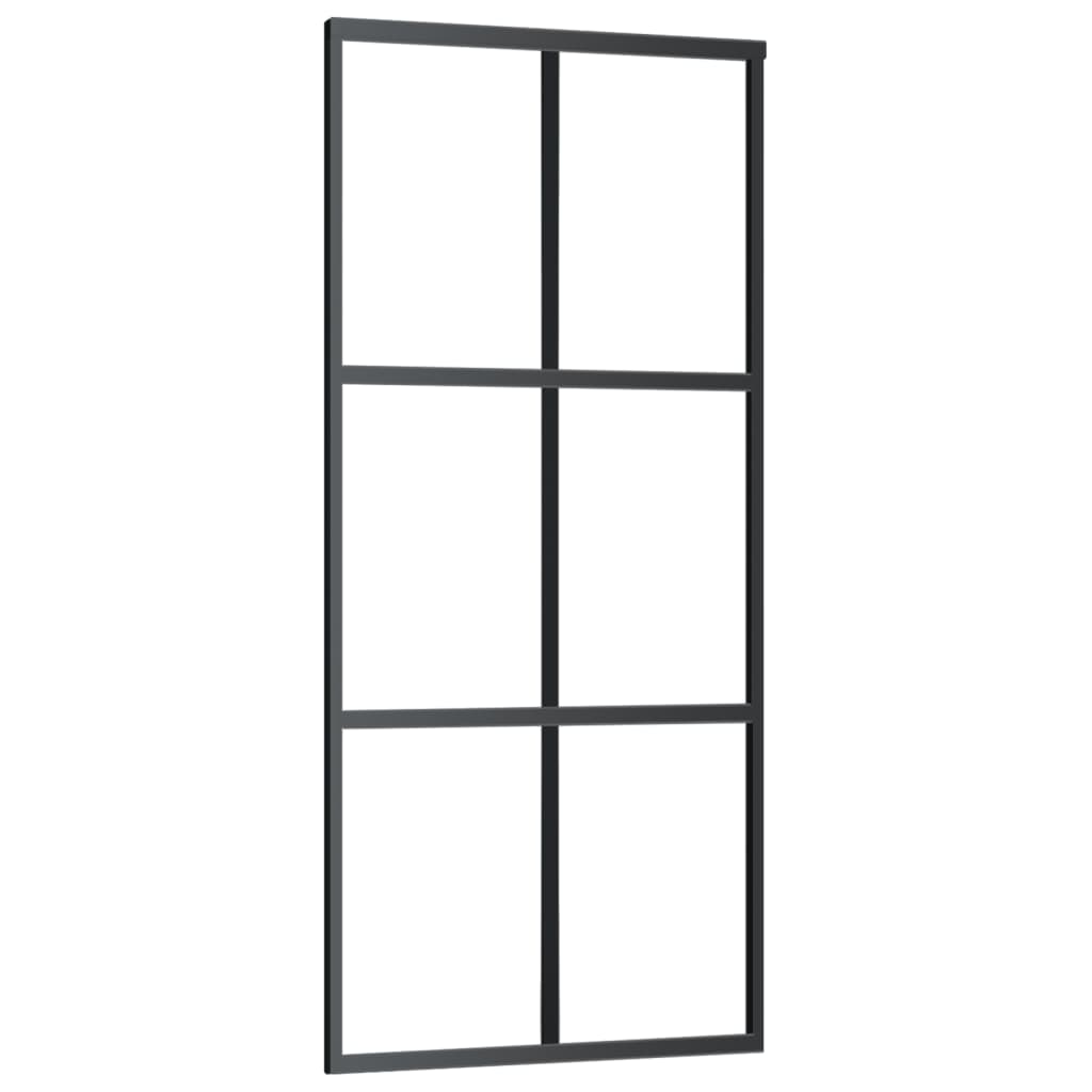 vidaXL Porta deslizante em vidro ESG e alumínio 90x205 cm preto