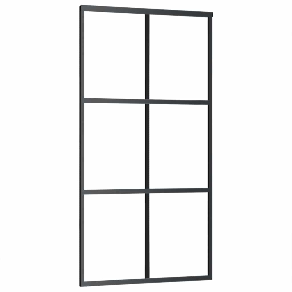 vidaXL Porta deslizante em vidro ESG e alumínio 102x205 cm preto