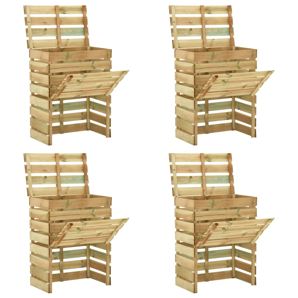 vidaXL Caixa de compostagem ripada 4 pcs 80x50x100cm pinho impregnado