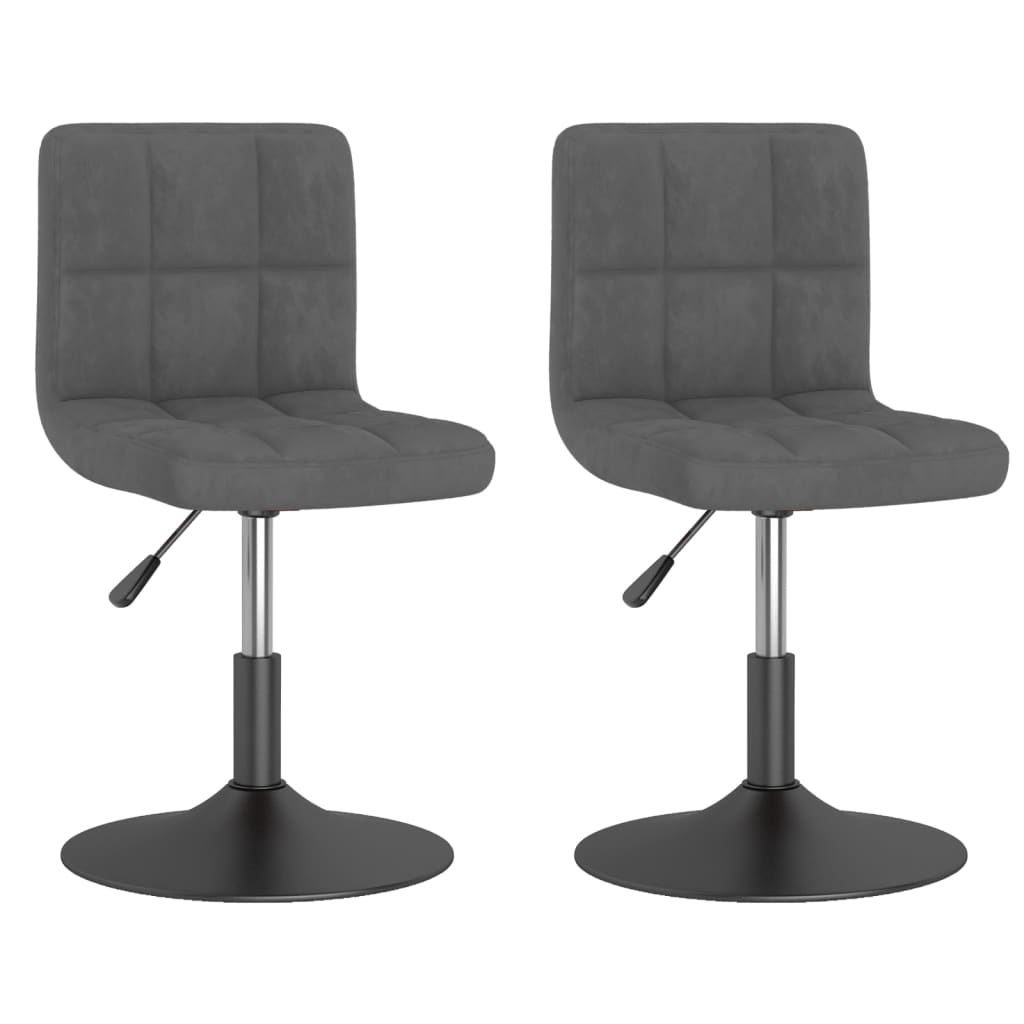 vidaXL Cadeiras de jantar giratórias 2 pcs veludo cinzento-escuro