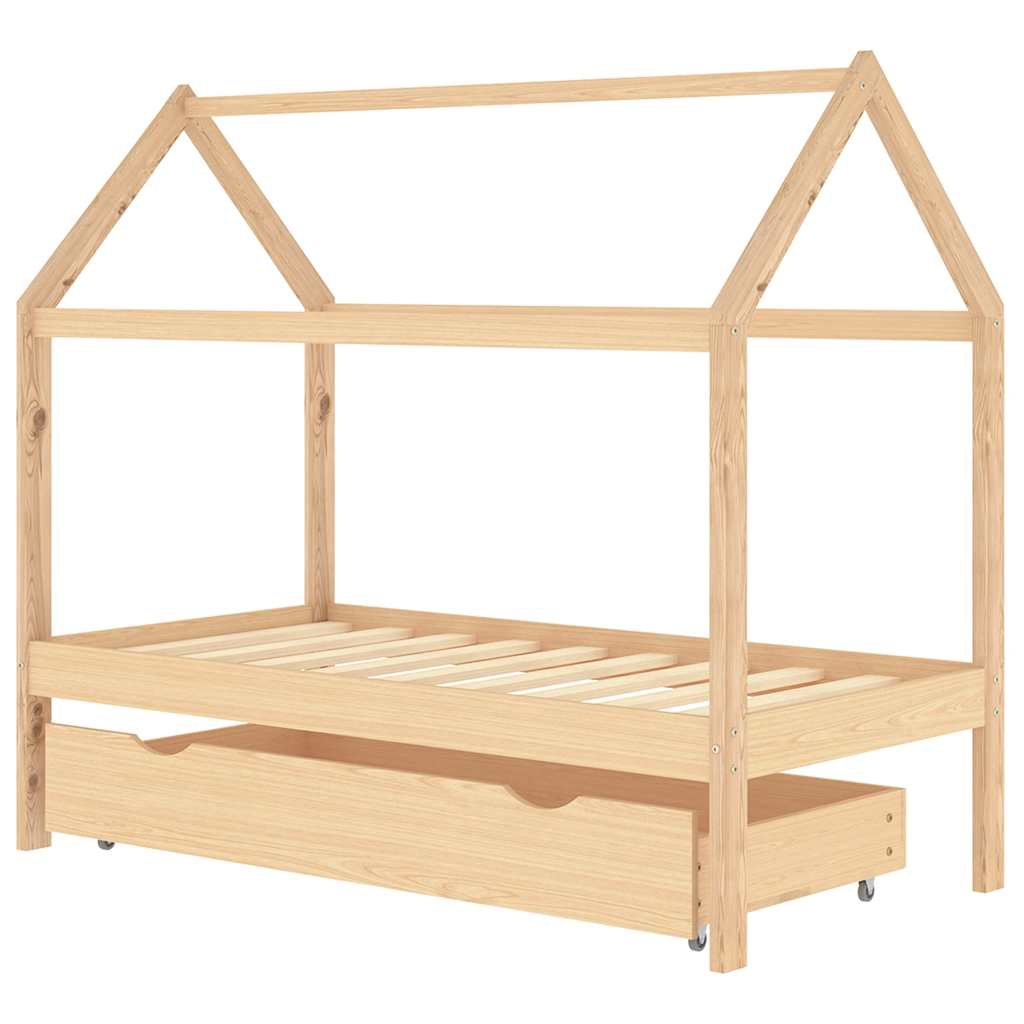 vidaXL Estrutura de cama para crianças c/ gaveta 80x160cm pinho maciço