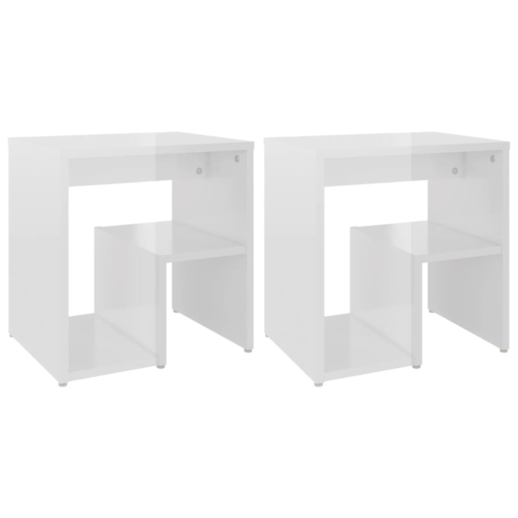 vidaXL Mesas de cabeceira 2 pcs derivados de madeira branco brilhante