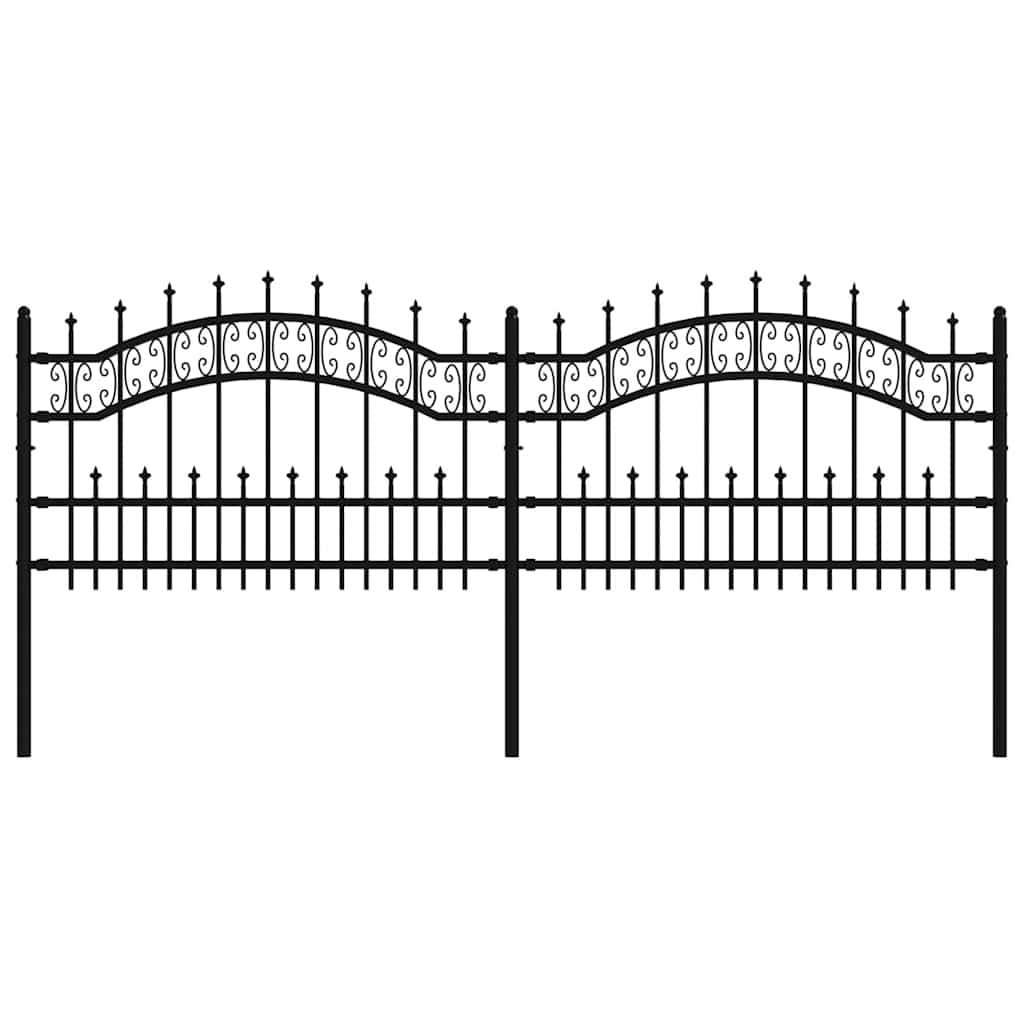 vidaXL Cerca de jardim KAMPEN com ponta em forma de lança, preto, 240x75 cm, em aço.