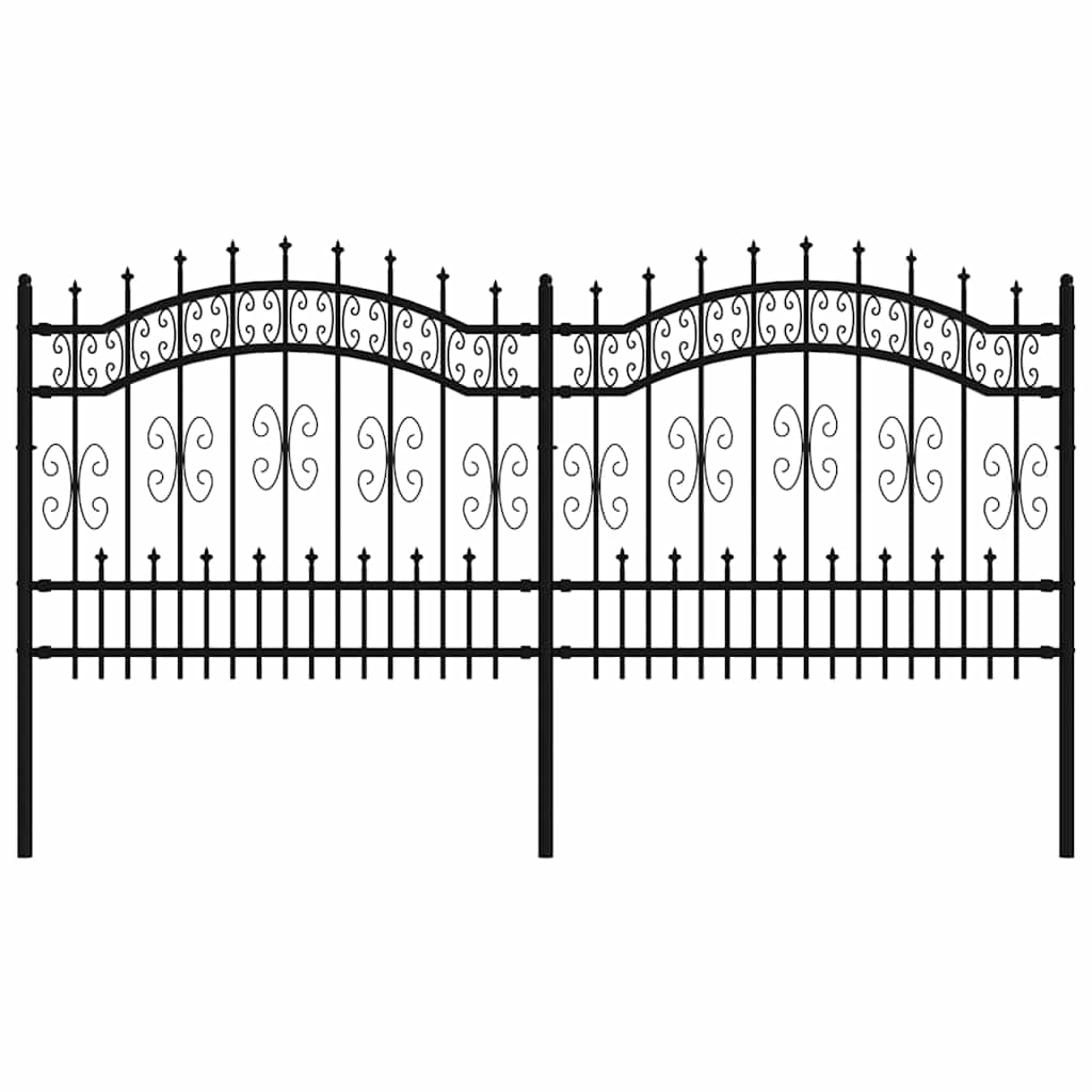 vidaXL Cerca de jardim KAMPEN com ponta em forma de lança, preto, 240x100 cm, em aço.
