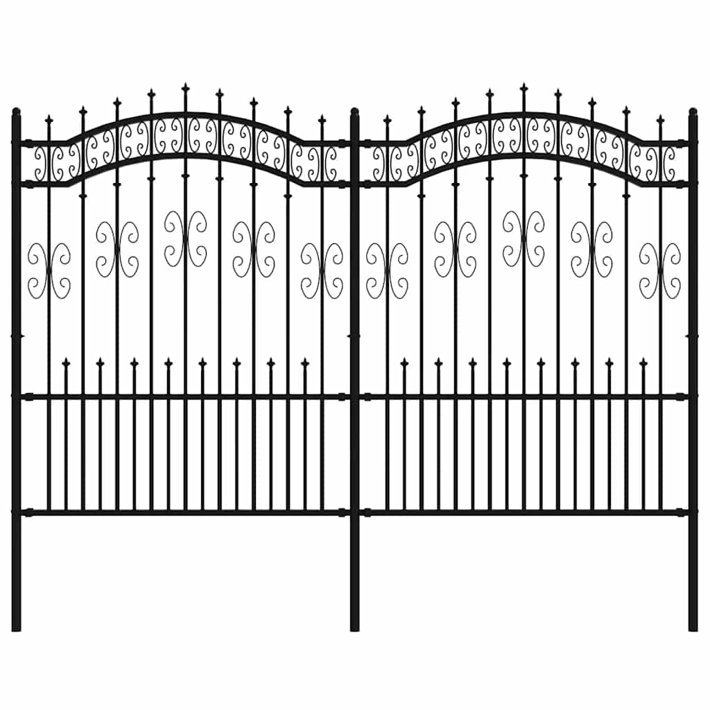 vidaXL Cerca de jardim KAMPEN com ponta em forma de lança, preto, 240x150 cm, em aço.