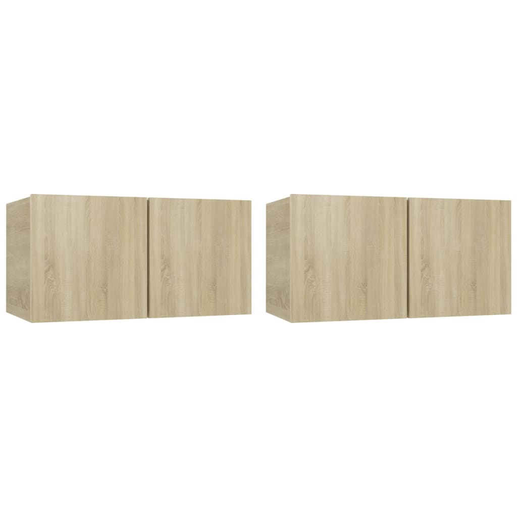 vidaXL Móveis de TV para parede 2 pcs 60x30x30 cm carvalho sonoma