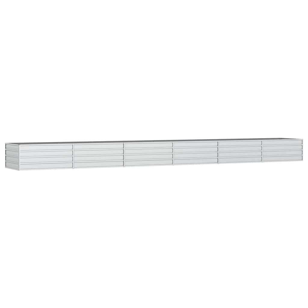 vidaXL Canteiro elevado de jardim 600x80x45cm aço galvanizado prateado