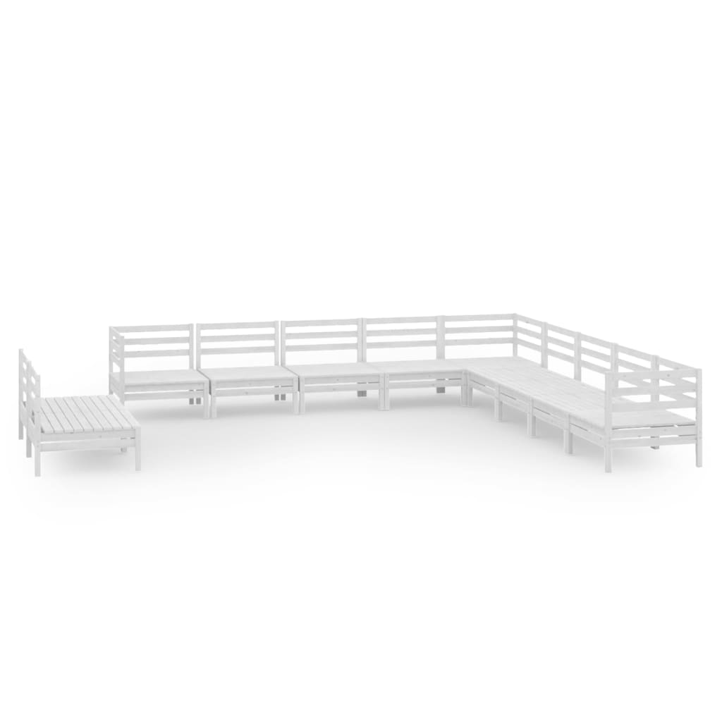 vidaXL 11 pcs conjunto lounge de jardim pinho maciço branco