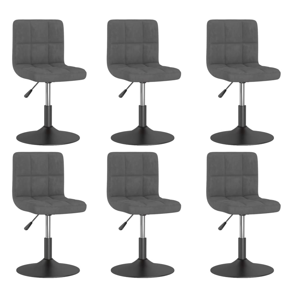 vidaXL Cadeiras de jantar giratórias 6 pcs veludo cinzento-escuro