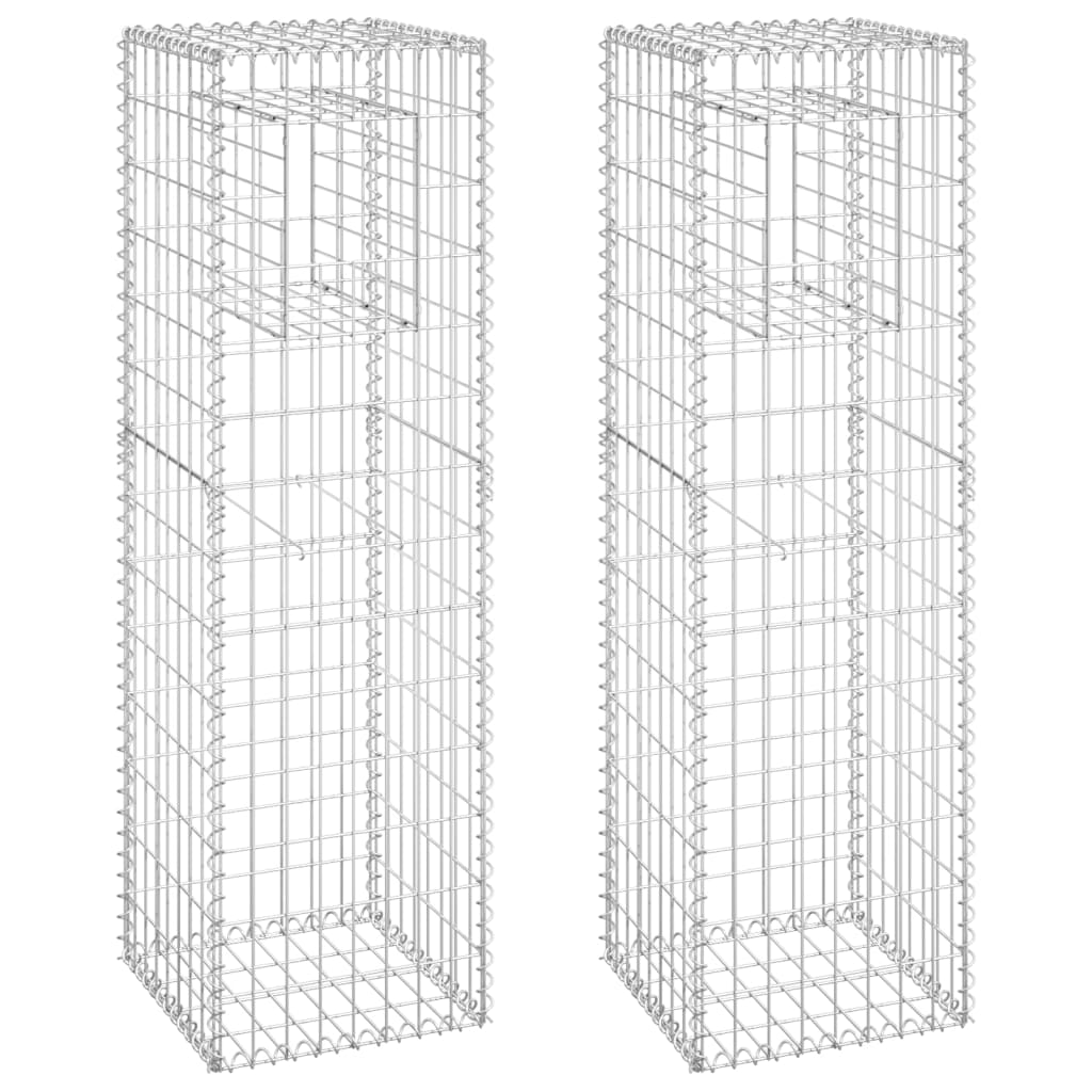 vidaXL Postes/cestos gabião 2 pcs 40x40x140 cm ferro