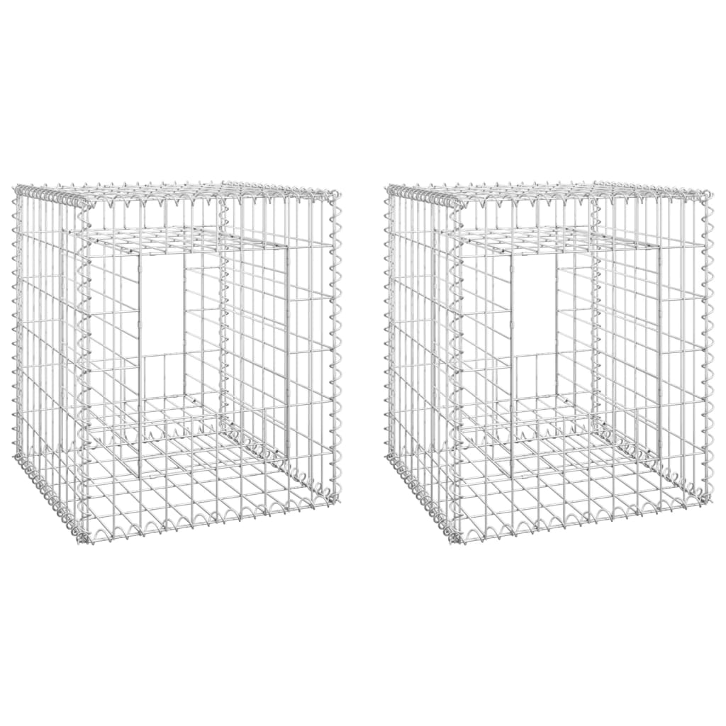 vidaXL Postes/cestos gabião 2 pcs 50x50x60 cm ferro