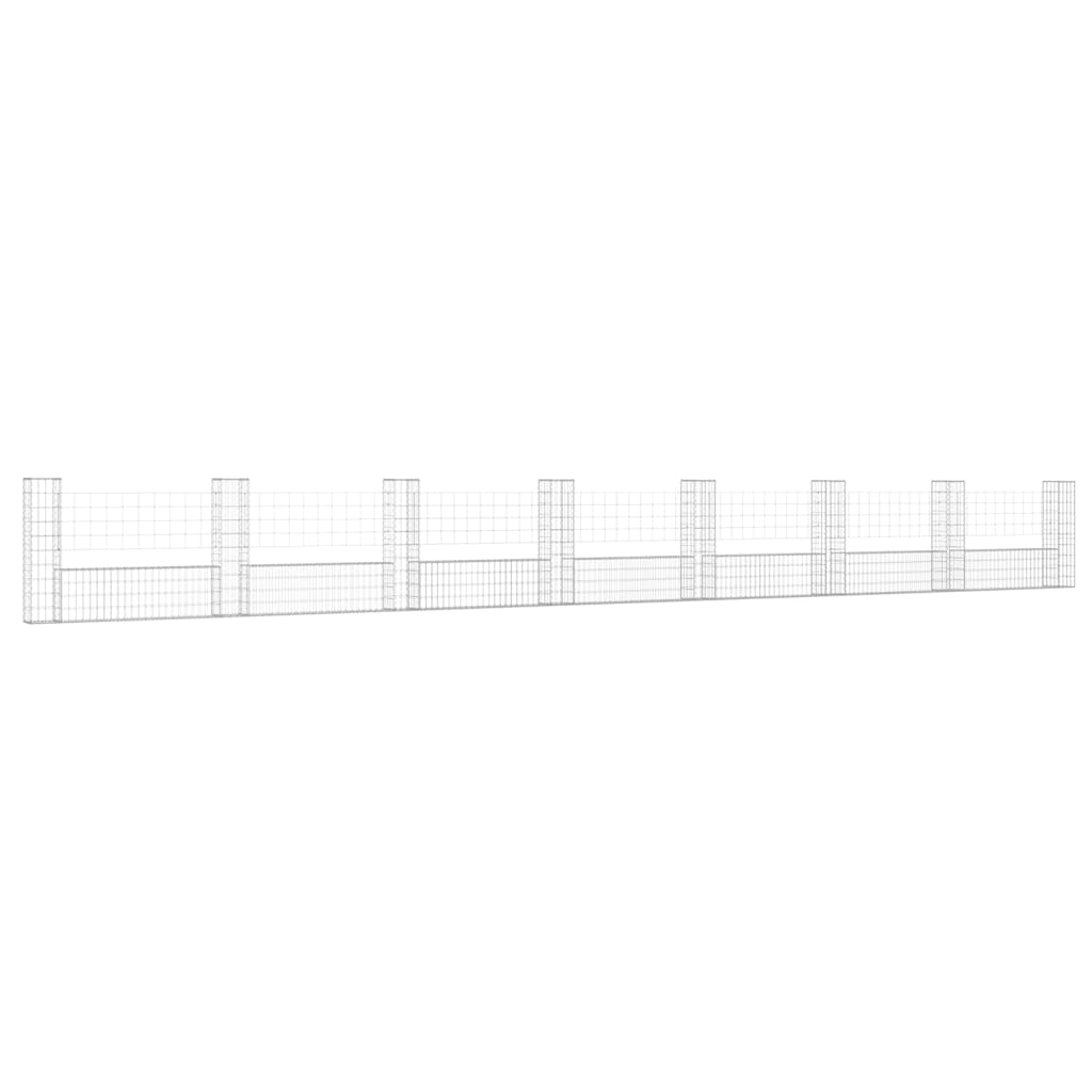 vidaXL Cesto gabião em forma de U c/ 8 postes 860x20x100 cm ferro
