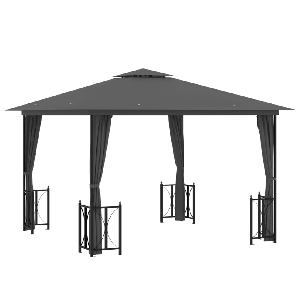 vidaXL Gazebo com paredes laterais e telhado duplo 3x3 m cor antracite
