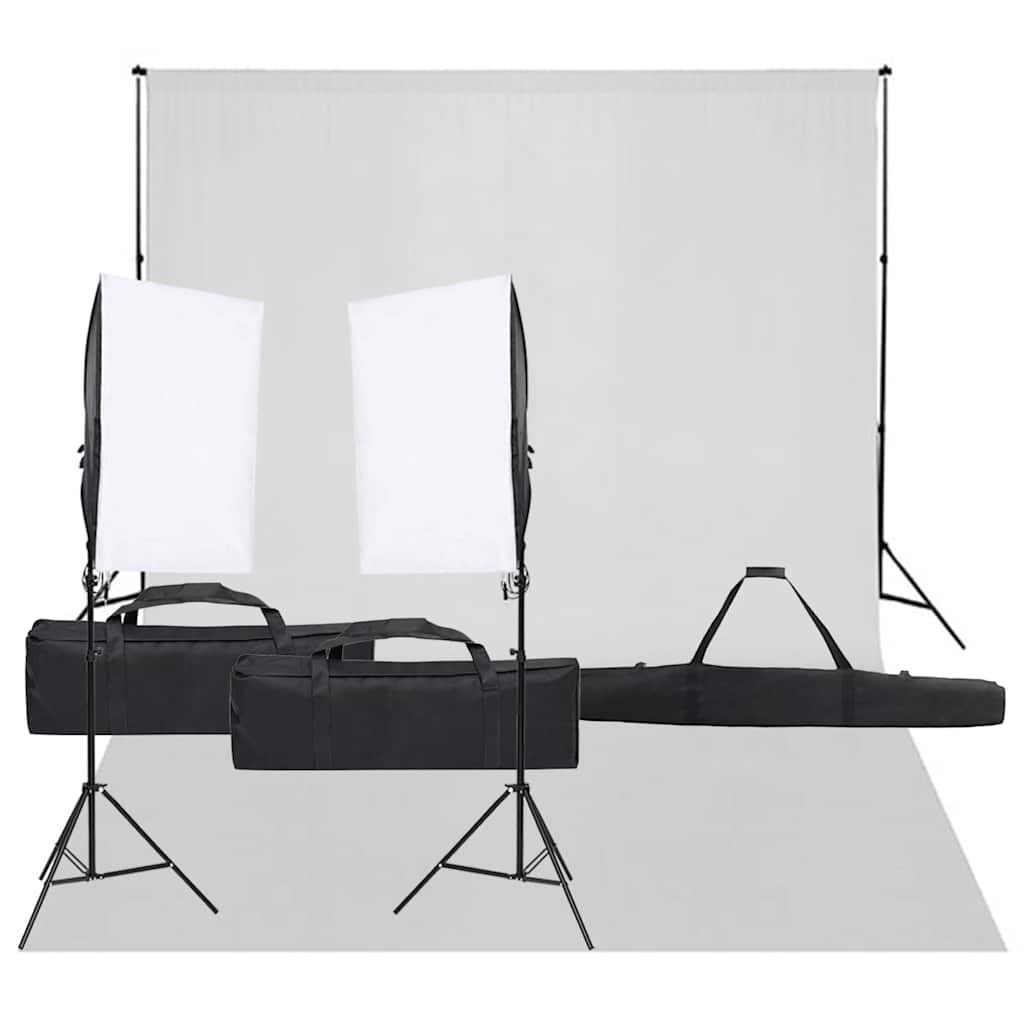 vidaXL Kit de estúdio fotográfico com conjunto de iluminação e fundo