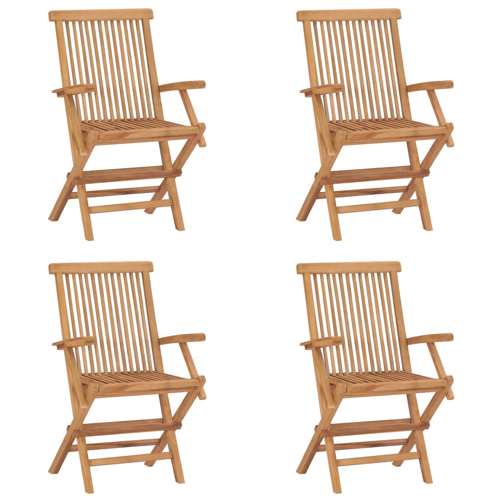 vidaXL Cadeiras de jardim dobráveis 4 pcs madeira de teca maciça