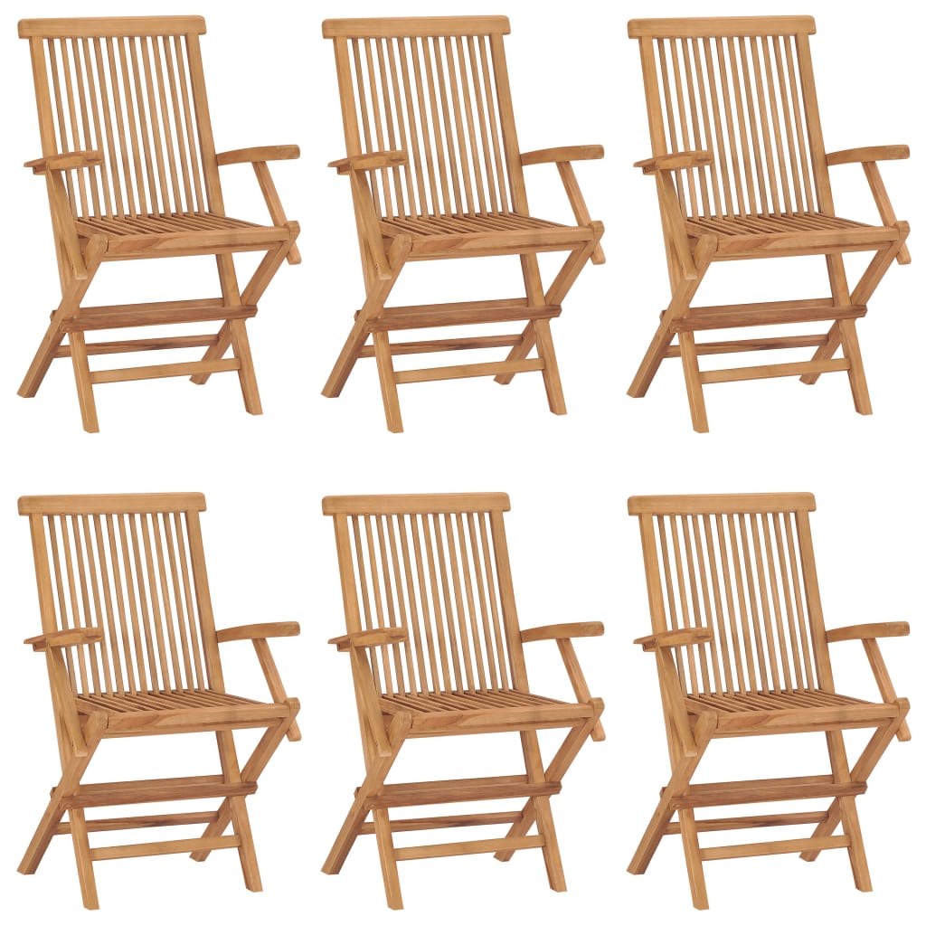 vidaXL Cadeiras de jardim dobráveis 6 pcs madeira de teca maciça