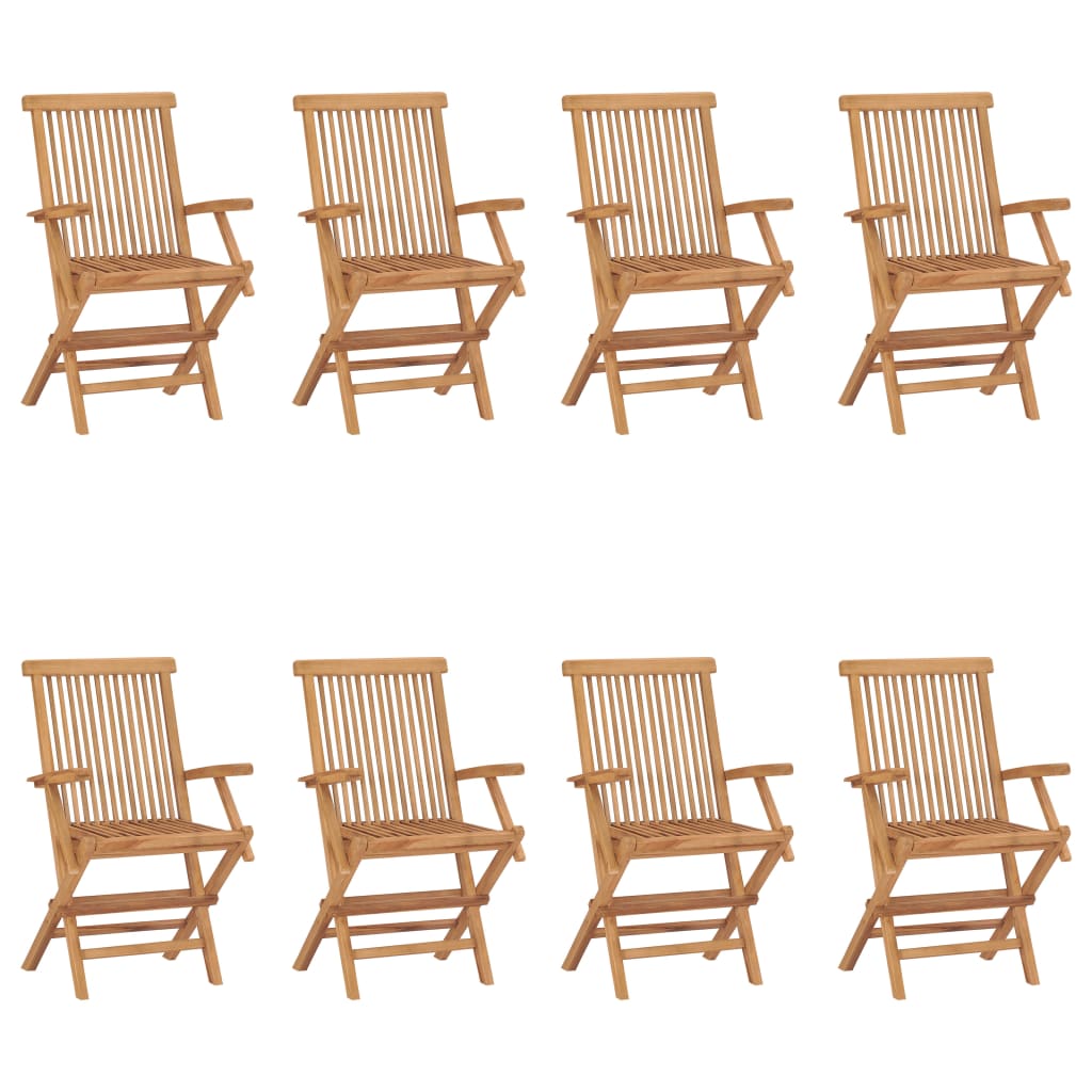 vidaXL Cadeiras de jardim dobráveis 8 pcs madeira de teca maciça