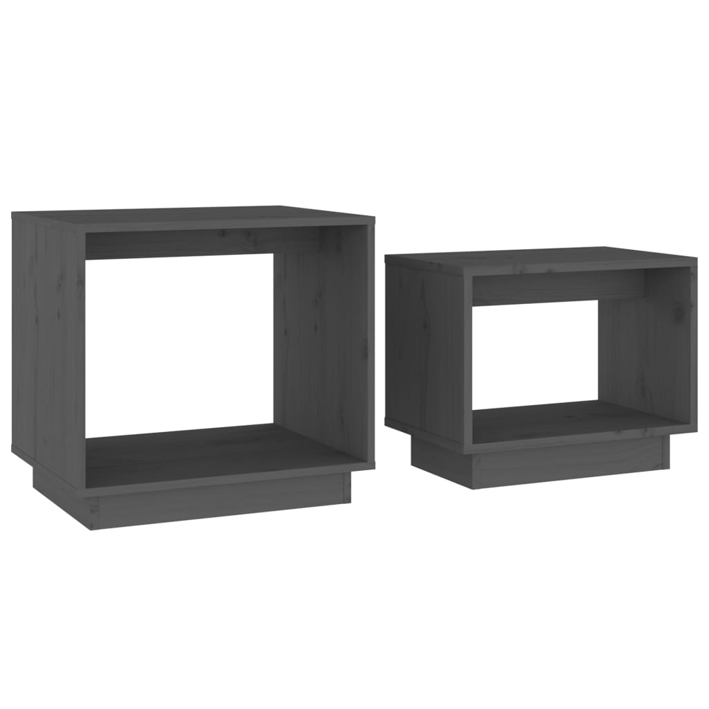 vidaXL Mesas de centro de encastrar 2 pcs pinho maciço cinza