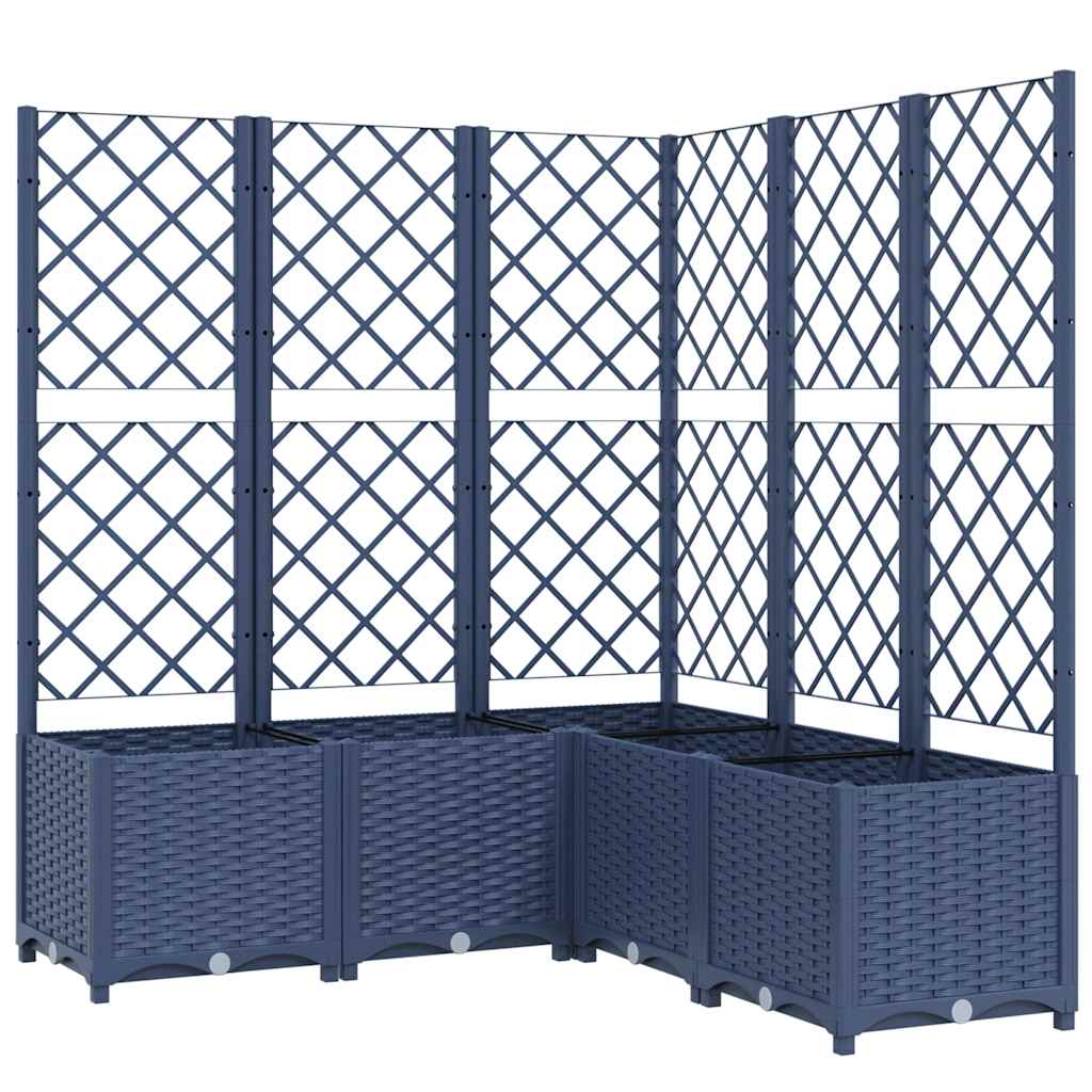 vidaXL Vaso/floreira jardim c/ treliça 120x120x136 cm PP cinzento azul