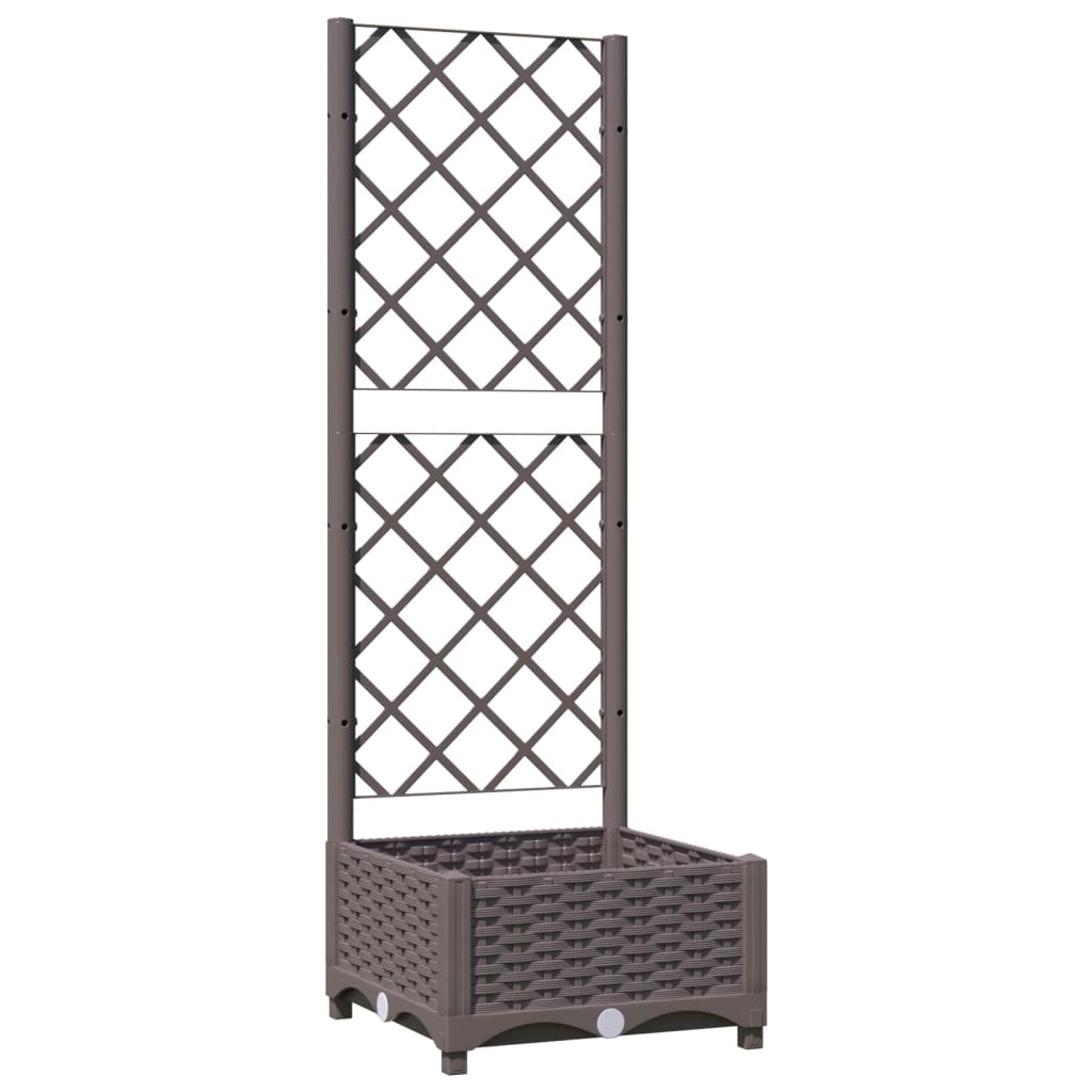 vidaXL Vaso/floreira jardim c/ treliça 40x40x121,5 cm PP castanho
