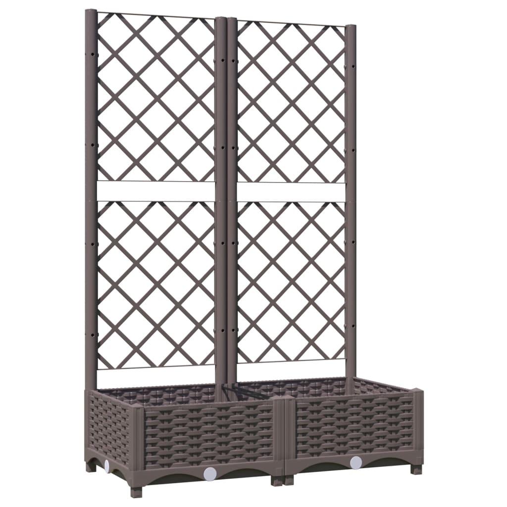 vidaXL Vaso/floreira jardim c/ treliça 80x40x121,5 cm PP castanho