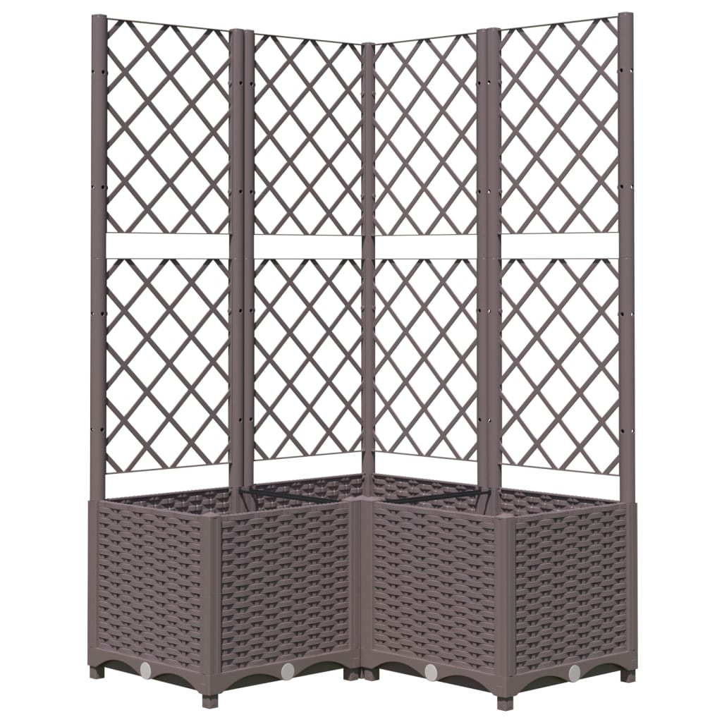 vidaXL Vaso/floreira jardim c/ treliça 80x80x136 cm PP castanho