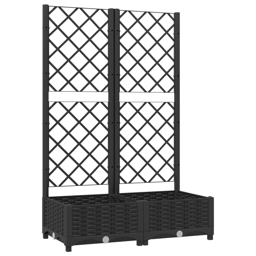 vidaXL Vaso de jardim com treliça preto 80x40x121,5 cm PP