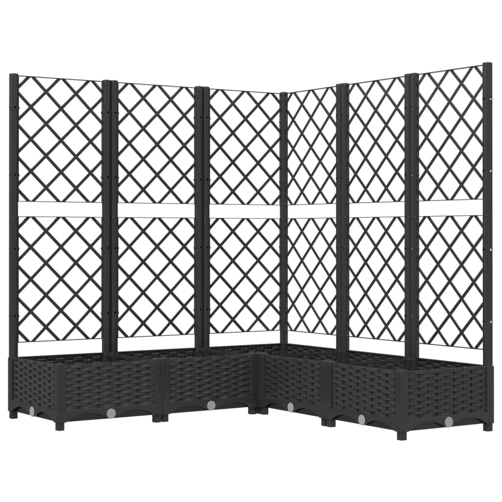 vidaXL Vaso/floreira jardim c/ treliça 120x120x121,5 cm PP preto