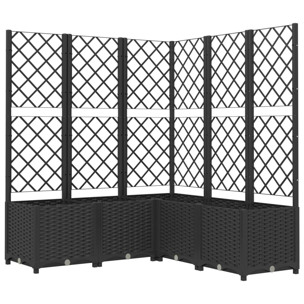 vidaXL Vaso/floreira jardim c/ treliça 120x120x136 cm PP preto