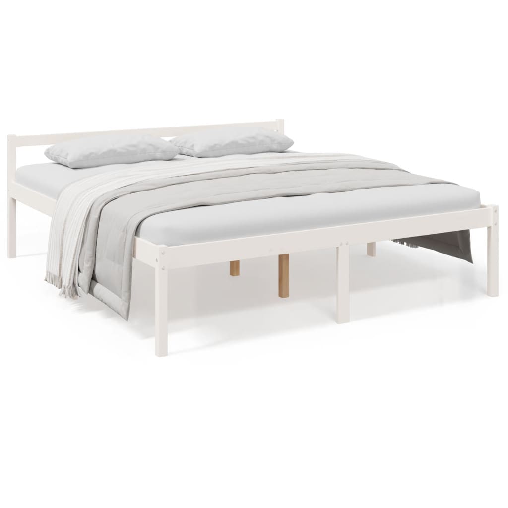 vidaXL Cama para idosos super king size 180x200 cm pinho maciço branco