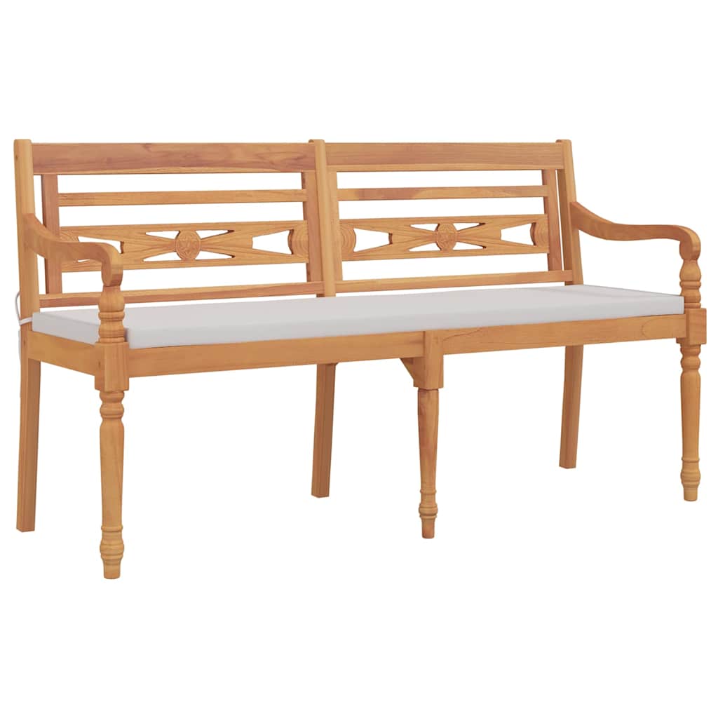 vidaXL Banco Batavia c/ almofadão 150 cm madeira teca maciça