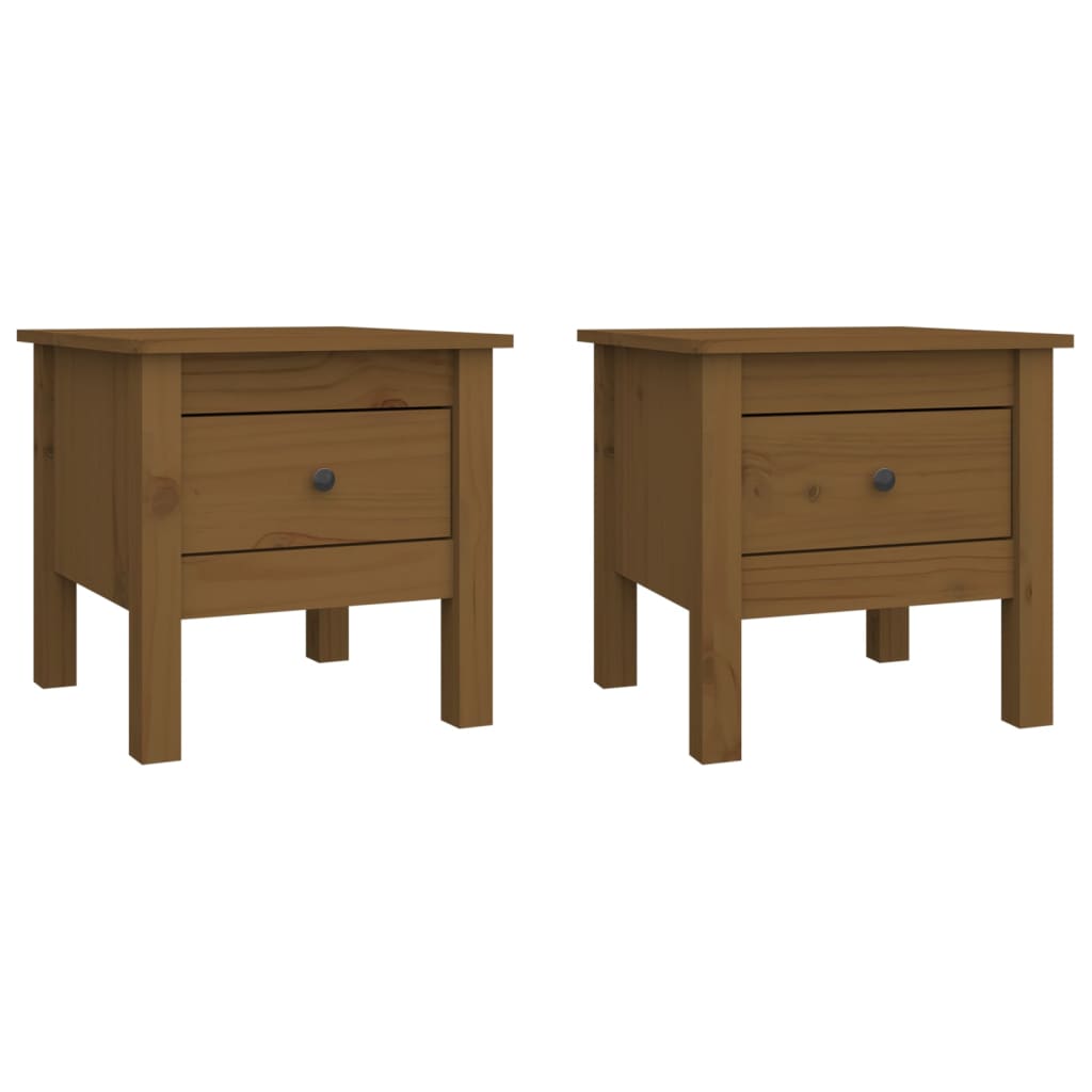 vidaXL Mesas de apoio 2 pcs 40x40x39 cm pinho maciço castanho mel