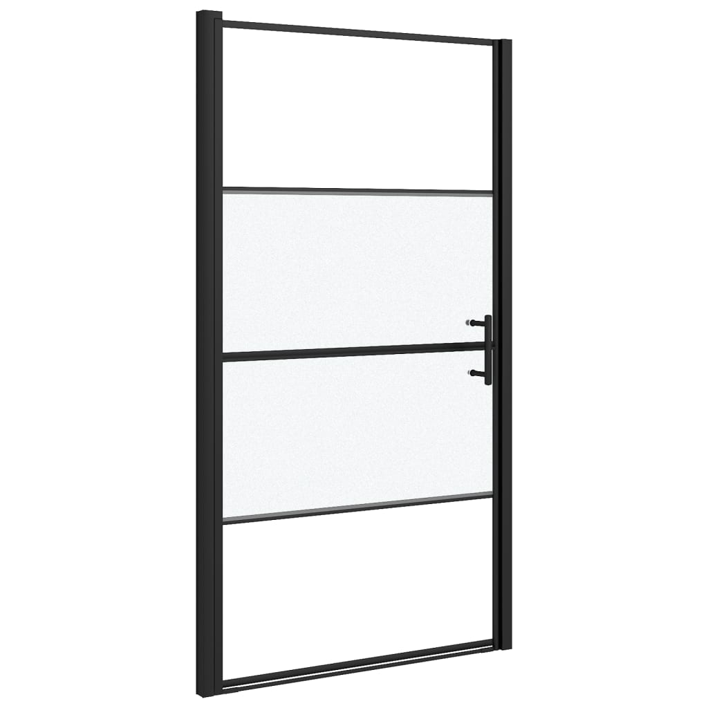vidaXL Porta de chuveiro meio vidro fosco temperado 100x178 cm preto