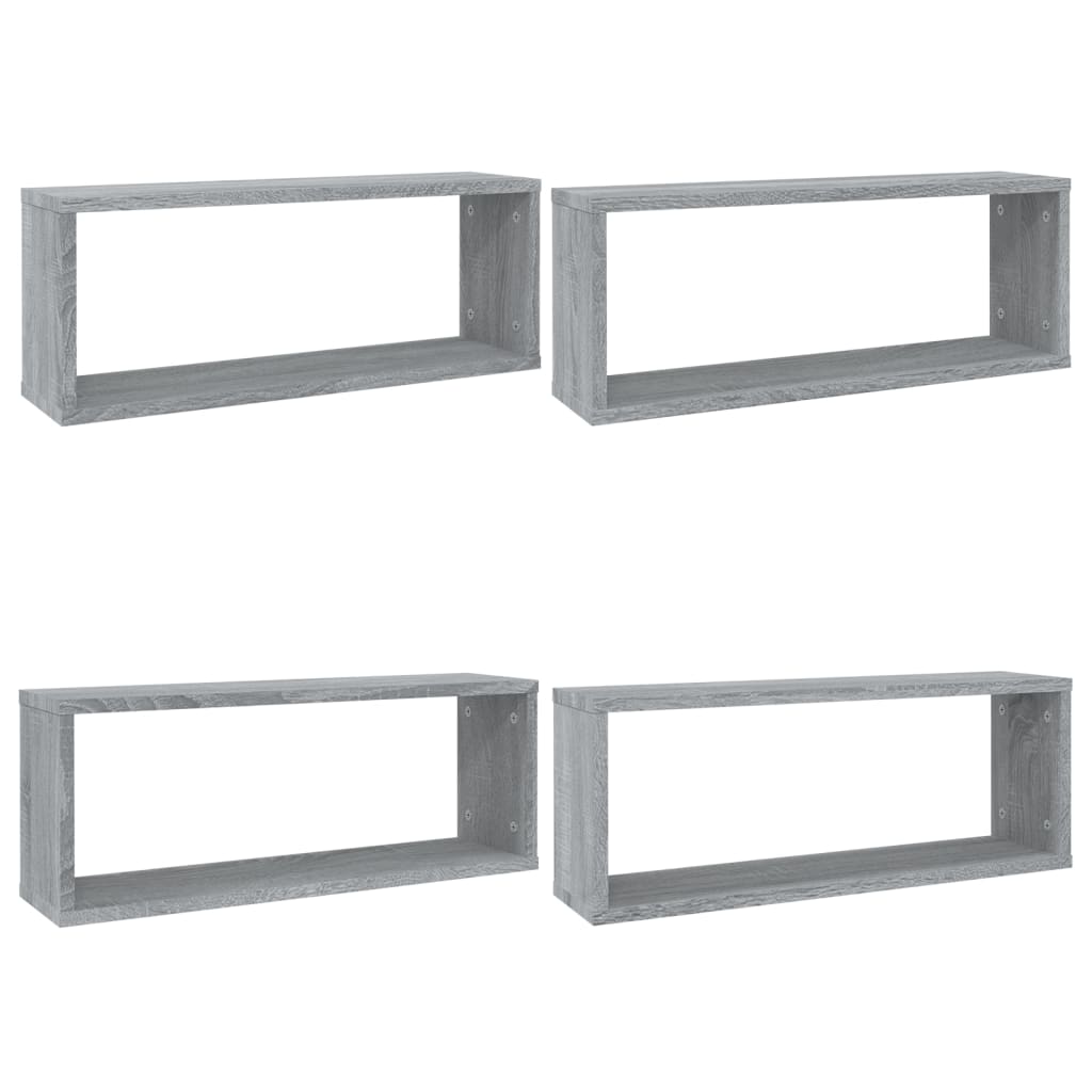 vidaXL Prateleiras parede 4 pcs madeira processada 60x15x23 cm cinza