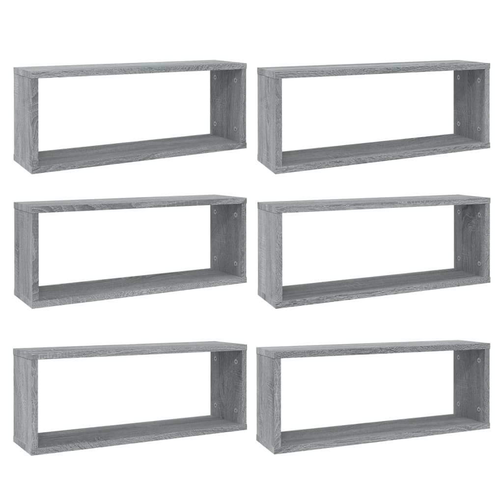 vidaXL Prateleiras parede 6 pcs madeira processada 60x15x23 cm cinza